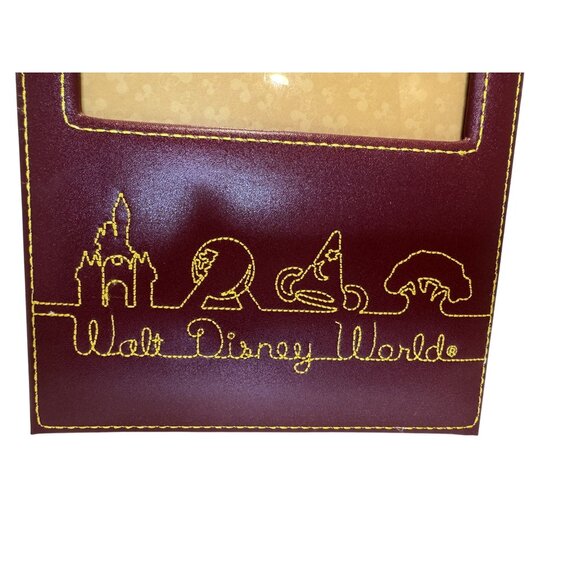 Walt Disney World Stitched Four Park Brown 4 x 6 Picture Frame Unique - Picture 3 of 6